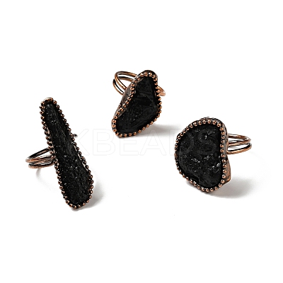 Natural Tektite Geometry Chunky Open Cuff Ring G-D468-37R-1