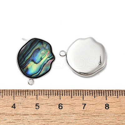 304 Stainless Steel Pave Natural Paua Shell Stud Earring Findings STAS-Z125-03P-1