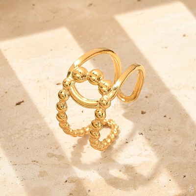 304 Stainless Stee Open Cuff Rings for Women RJEW-Q006-03G-G-1