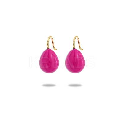 304 Stainless Steel Enamel Teardrop Dangle Earrings for Women EJEW-U023-01G-04-1