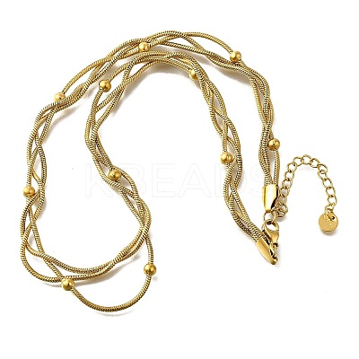 304 Stainless Steel 3-strand Braided Round Snake Chain Necklaces for Women NJEW-M098-04G-1