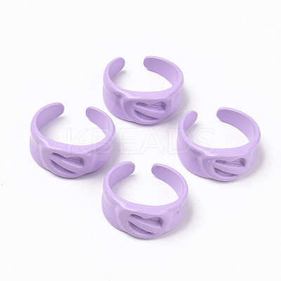 Spray Painted Alloy Cuff Rings RJEW-T011-34F-RS-1