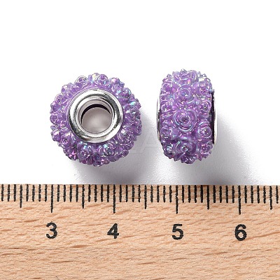 AB Color Resin Rose Flower European Beads RESI-M001-05C-1