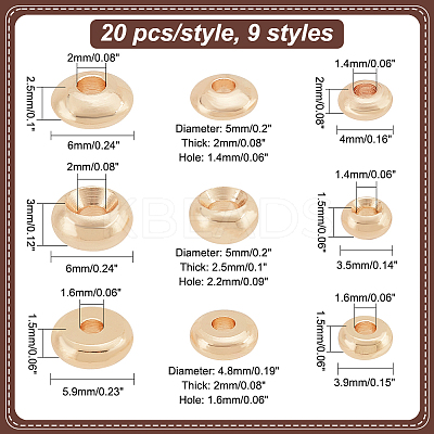 180Pcs 9 Styles Brass Spacer Beads KK-PH0005-68-1