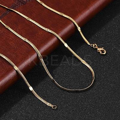 2.5mm Rack Plating Brass Herringbone Chain Necklaces for Women Men MAK-L044-19G-1
