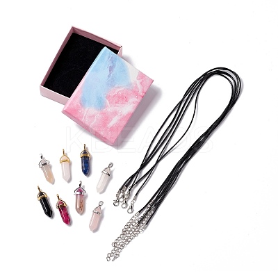 DIY Gemstone Bullet Pendant Necklace Making Kit DIY-FS0003-06-1