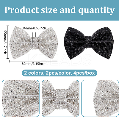 4Pcs 2 Colors Bowknot Detachable Rhinestone Shoe Buckle Clips FIND-GO0002-31-1