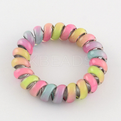 Printed Plastic Telephone Cord Elastic Hair Ties OHAR-R111-10-1