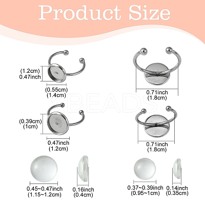 DIY Blank Dome 304 Stainless Steel Open Cuff Rings Making Kit DIY-YW0008-56-1