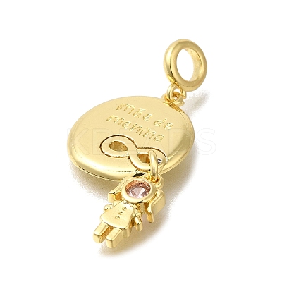Brass Cubic Zirconia European Dangle Charms KK-R002-23G-02-1