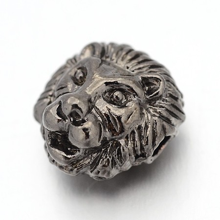 Tibetan Style Alloy Lion Head Beads X-TIBEB-E073-01B-1
