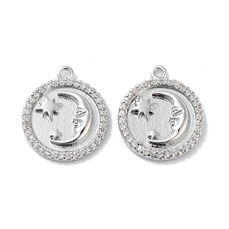 Brass Micro Pave Clear Cubic Zirconia Pendants KK-F871-30P-1