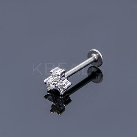 316L Surgical Stainless Steel Micro Pave Clear Cubic Zirconia Cartilage Earrings WGEC19D-05-1