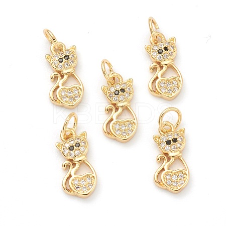Brass Clear Cubic Zirconia Charms ZIRC-B010-04G-1