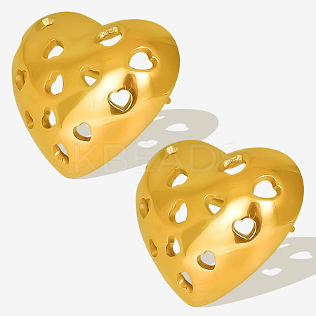 Stylish 303 Stainless Steel Hollow Heart Stud Earrings RP4390-2-1
