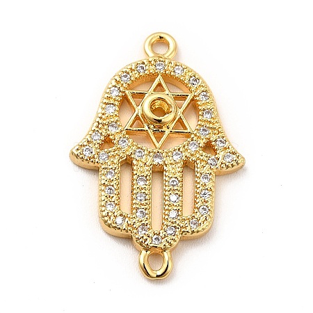 Eco-Friendly Rack Plating Brass Micro Pave Clear Cubic Zirconia Connector Charms KK-F847-05G-1