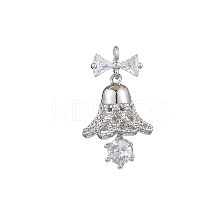 Rack Plating Brass with Cubic Zirconia Pendants KK-Q010-08P-1