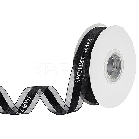 Happy Birthday Polyester Ribbons SRIB-WH0011-341C-1