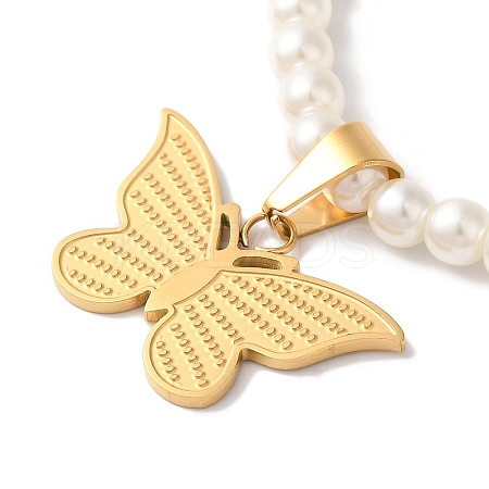 Butterfly Ion Plating(IP) 304 Stainless Steel Pendant Necklaces NJEW-K274-03G-1