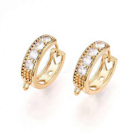 Brass Micro Pave Cubic Zirconia Hoop Earring Finding KK-N261-25G-1