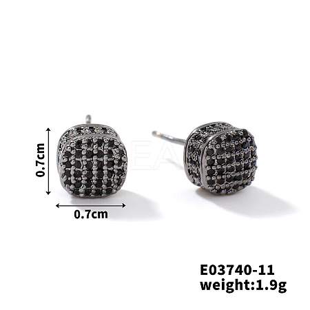 Chic Brass Cubic Zirconia Stud Earrings ZD1304-3-1