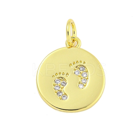 Round Rack Plating Brass Micro Pave Clear Cubic Zirconia Pendants KK-U021-01G-1