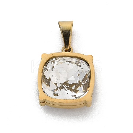 304 Stainless Steel Glass Rhinestone Pendants STAS-L281-010G-02-1