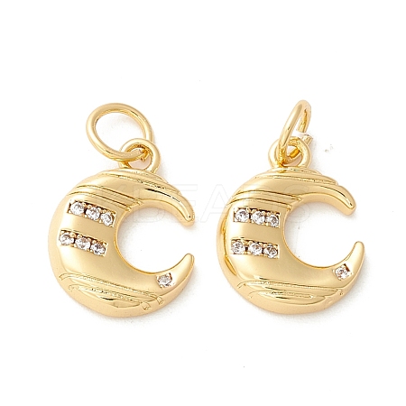 Rack Plating Eco-friendly Brass Micro Pave Clear Cubic Zirconia Charms KK-D072-01G-C-NR-1
