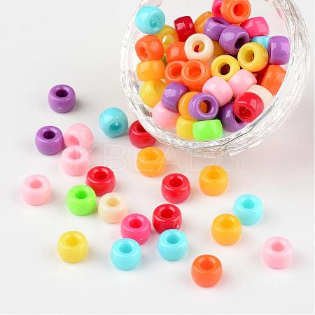 Opaque Acrylic European Large Hole Beads X-PL338-1