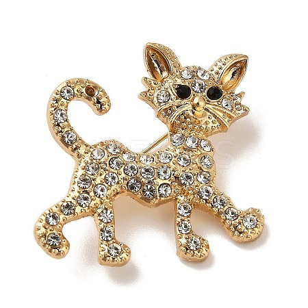 Cute Cat Shape Alloy Crystal Rhinestone Brooches for Backpack Clothes LS-JEWB-S028-05-1