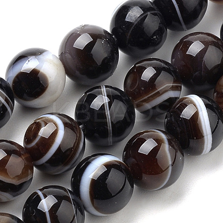 Natural Striped Agate/Banded Agate Beads Strands G-S259-04A-12mm-1