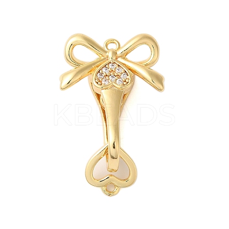 Brass Micro Pave Clear Cubic Zirconia Fold Over Clasps KK-S382-03G-1
