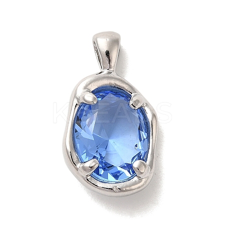 Platinum Brass Micro Pave Cubic Zirconia Pendants KK-U031-02P-05-1