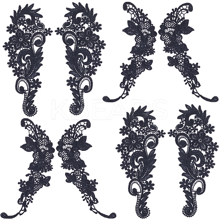 4 Pairs 2 Style Polyester & Nylon Embroidery Flower Lace Appliques DIY-GF0009-09-1