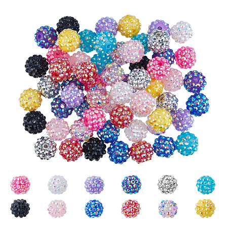 72Pcs 12 Colors Resin Rhinestone Beads RESI-DC0001-37-1