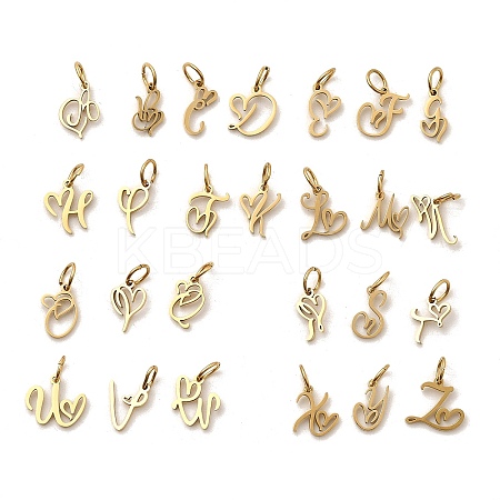 26Pcs 304 Stainless Steel Letter A~Z Charms STAS-P411-01G-1