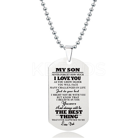 201 Stainless Steel To My Son Dog Tag Pendant Ball Chain Necklaces FS-WG527E6-17-1