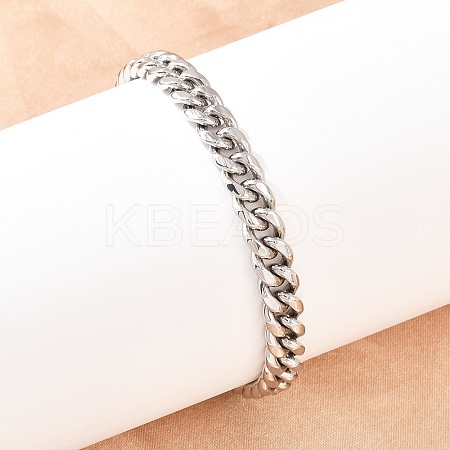 304 Stainless Steel Cuban Link Chain Bracelets BJEW-G766-01P-02-1
