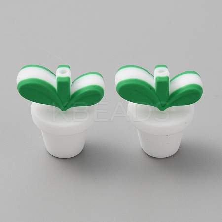 Leaf Pot Food Grade Eco-Friendly Silicone Beads LS-SIL-WH0014-18B-1