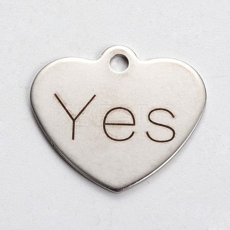 Non-Tarnish 201 Stainless Steel Heart Pendants STAS-L165-C27-1