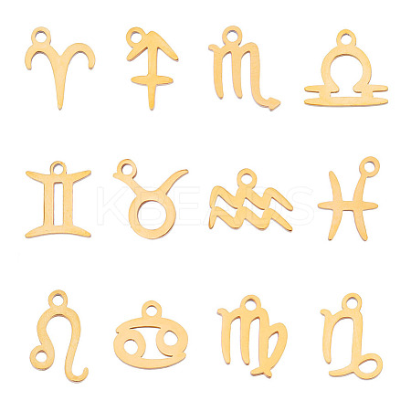 12Pcs 12 Constellations Manual Polishing 304 Stainless Steel Charms STAS-CA0001-83-1