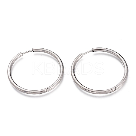 Tarnish Resistant 304 Stainless Steel Needle with 201 Stainless Steel Ring Huggie Hoop Earrings EJEW-L256-02D-P-1
