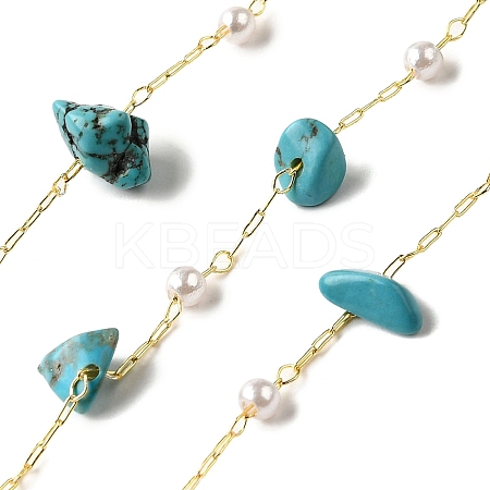 Handmade Synthetic Turquoise Chip Beaded Chains CHC-F020-02G-04-1