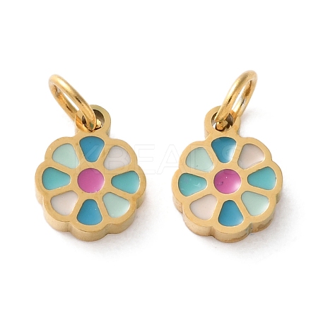 Ion Plating(IP) 304 Stainless Steel Enamel Charms STAS-Q333-08G-01-1