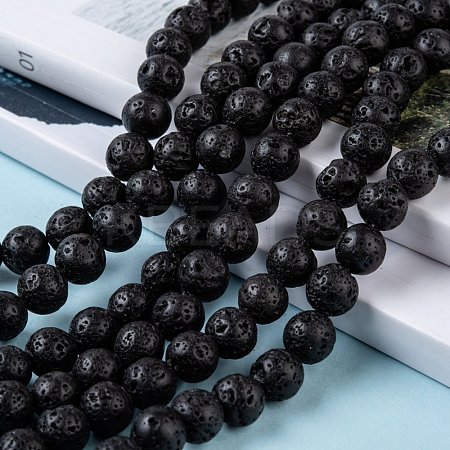 Natural Lava Rock Stone Bead Strands X-G-R193-18-8mm-1