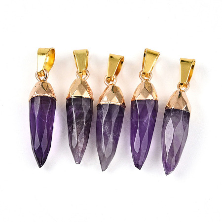 Natural Amethyst Pendants G-N345-01F-1