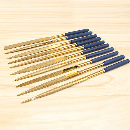 10 Pcs Carbon Steel Diamond File Set WOCR-PW0001-319A-1