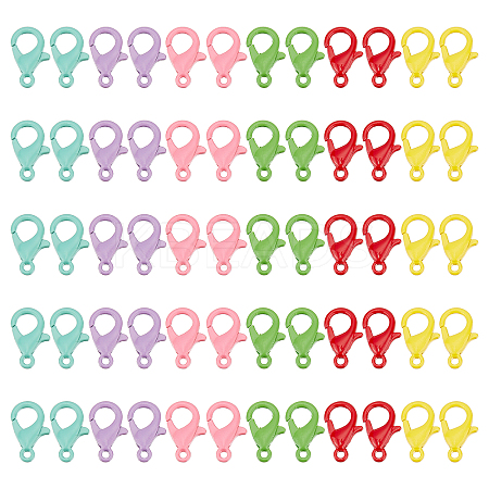 60Pcs 6 Colors Spray Painted Eco-Friendly Alloy Lobster Claw Clasps FIND-PH0004-93-1