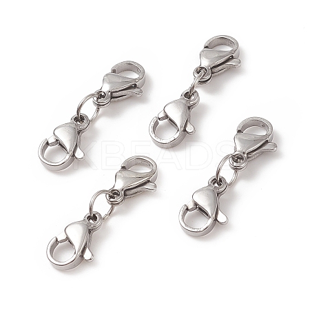 Non-Tarnish 304 Stainless Steel Double Lobster Claw Clasps STAS-E163-57P-B-1