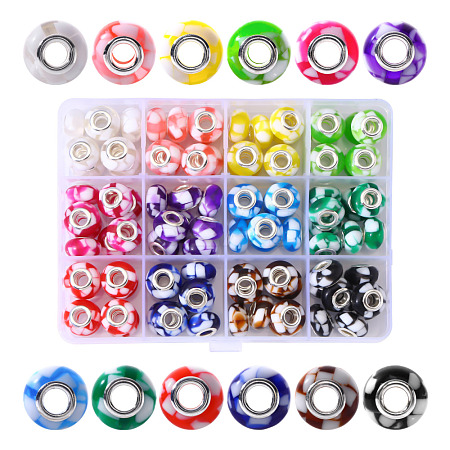 96Pcs 12 Style Resin European Beads RPDL-YW0001-01-1